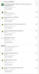LinkedIn Licenses & Certificates
