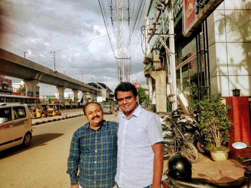 Founder Kanti Kalyan Arumilli with friends in Hyderabad, India